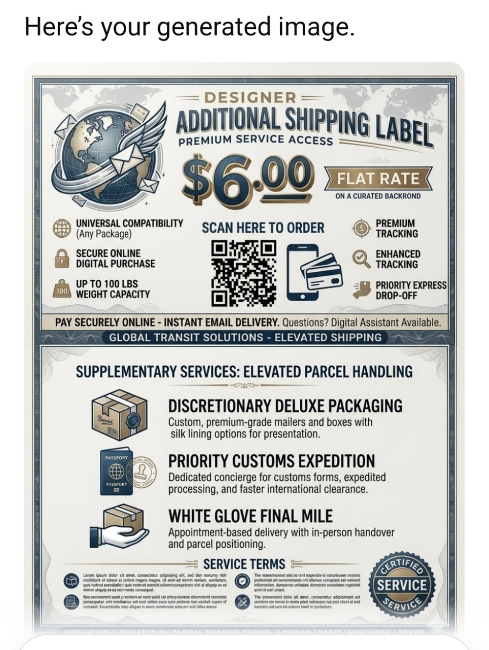 Additional Shipping Label - White